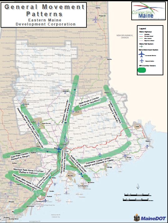 General Movement Patterns in Eastern Maine; Connecting Maine